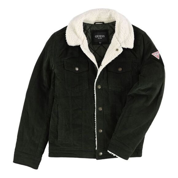 GUESS Mens Sherpa Trim Bomber Jacket NWT